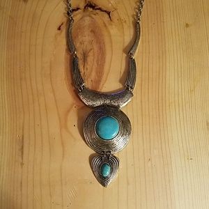 Faux Turquoise, Sqashblossom Inspired necklace